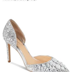 Jewel Upton by Badgley Mischa Silver glitter and rhinestone pump